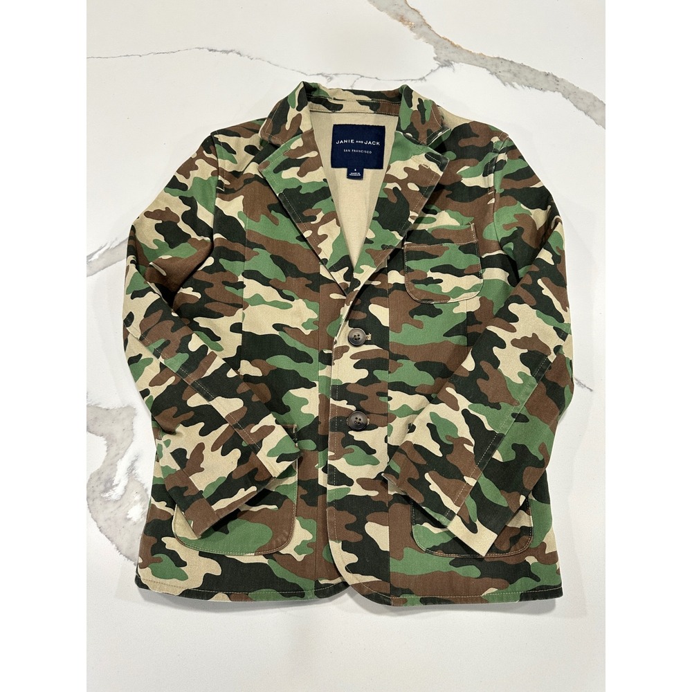 Janie and Jack‎ Camo Blazer Jacket Kids Size 6 Woodland Military Outerwear